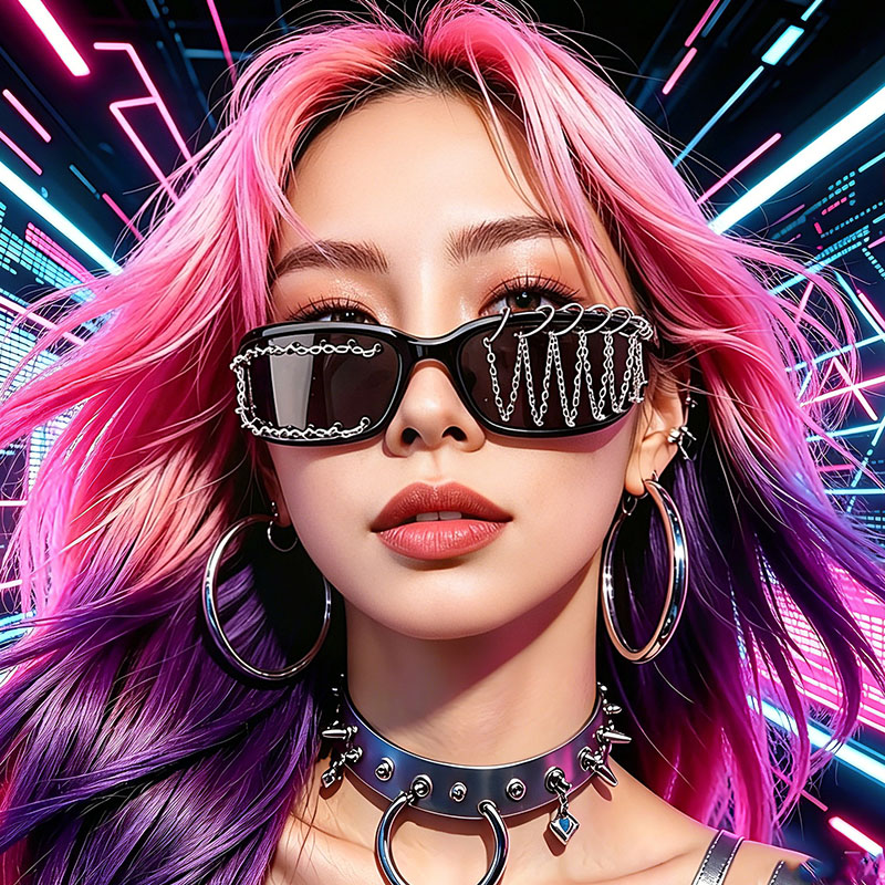 Sunglass Retainer Cord - Neue Modische Handgefertigte Punk-Nieten-Ketten-Brille Dunkle Gothic-Dekorative
